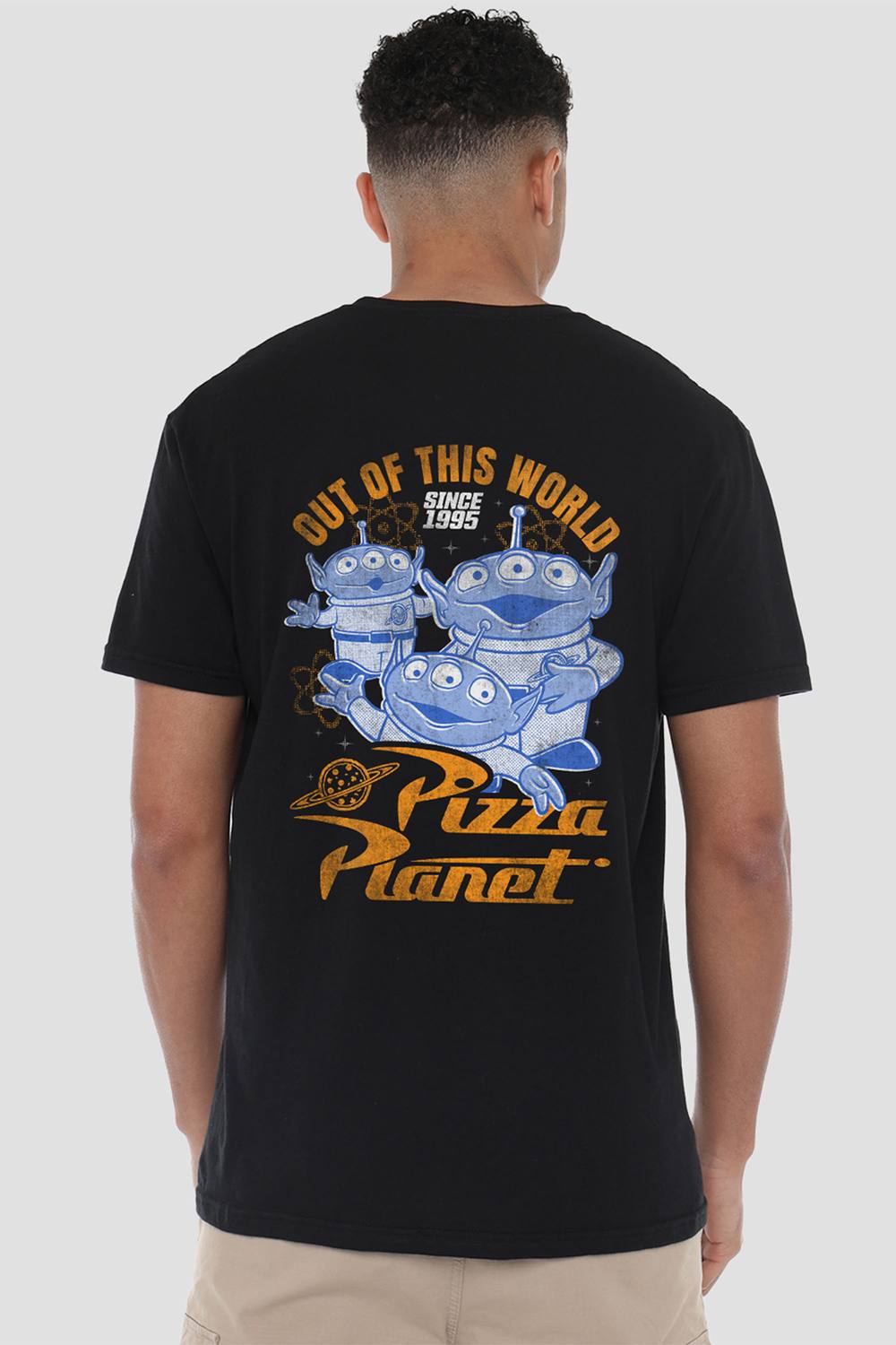 Disney Toy Story Aliens Pizza Planet Front Back Shirt, Black Disney Toy Story Aliens Pizza Planet Front Back Shirt, Black