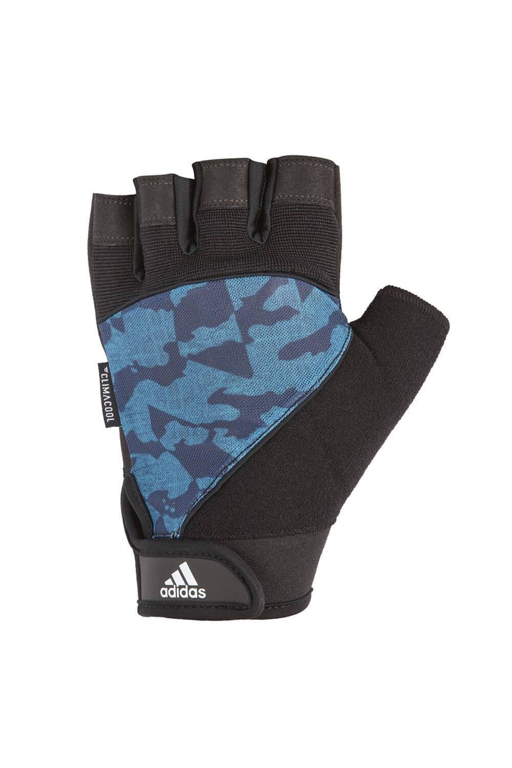 Adidas Half Finger Performance Gym Gloves In Blue Adidas Half Finger Performance Gym Gloves In Blue