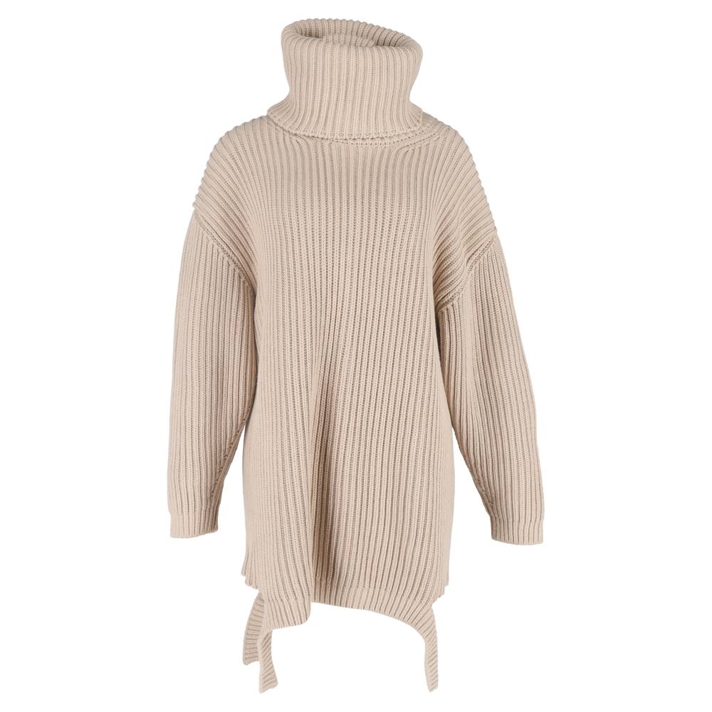 Balenciaga Preloved Knitted Turtleneck Sweater In Beige Cotton