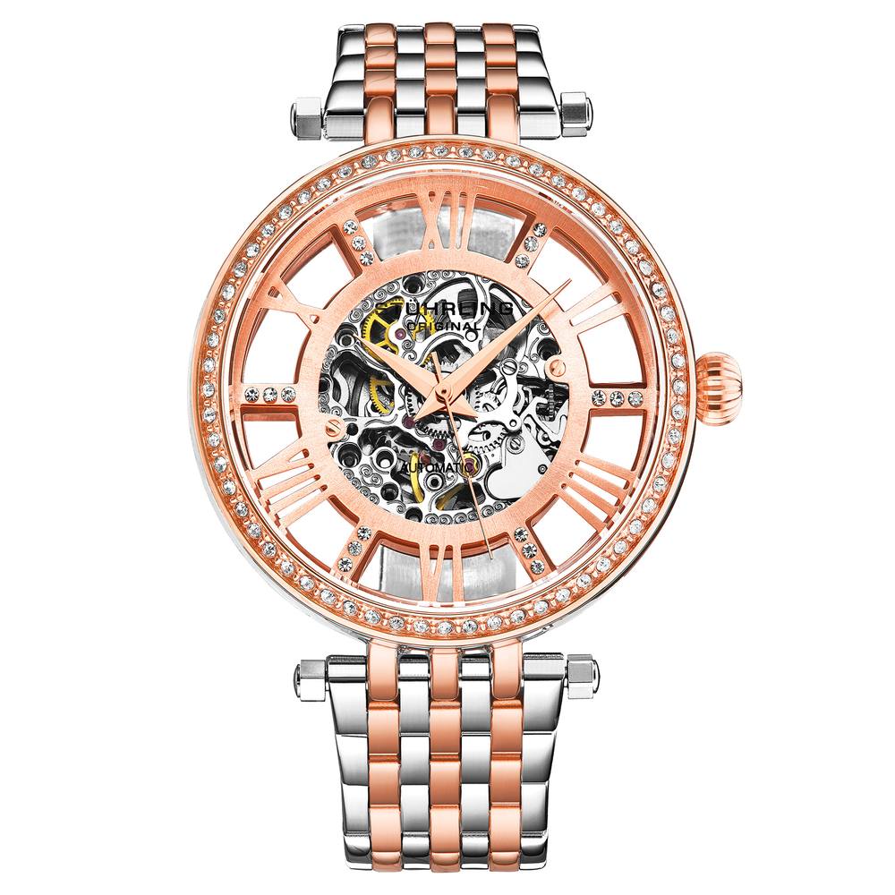 Stührling Original Delphi Automatic Skeleton Wrist Watch Mm Case Stainless Steel Link Bracelet In Rose Gold Stührling Original Delphi Automatic Skeleton Wrist Watch Mm Case Stainless Steel Link Bracelet In Rose Gold