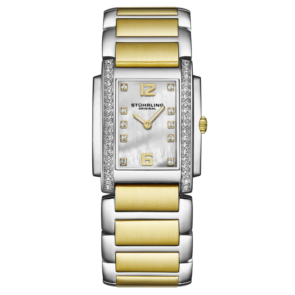 Stührling Original Stuhrling Serafine Mm Quartz Mop Dial Crystal Watch In Gold Stührling Original Stuhrling Serafine Mm Quartz Mop Dial Crystal Watch In Gold