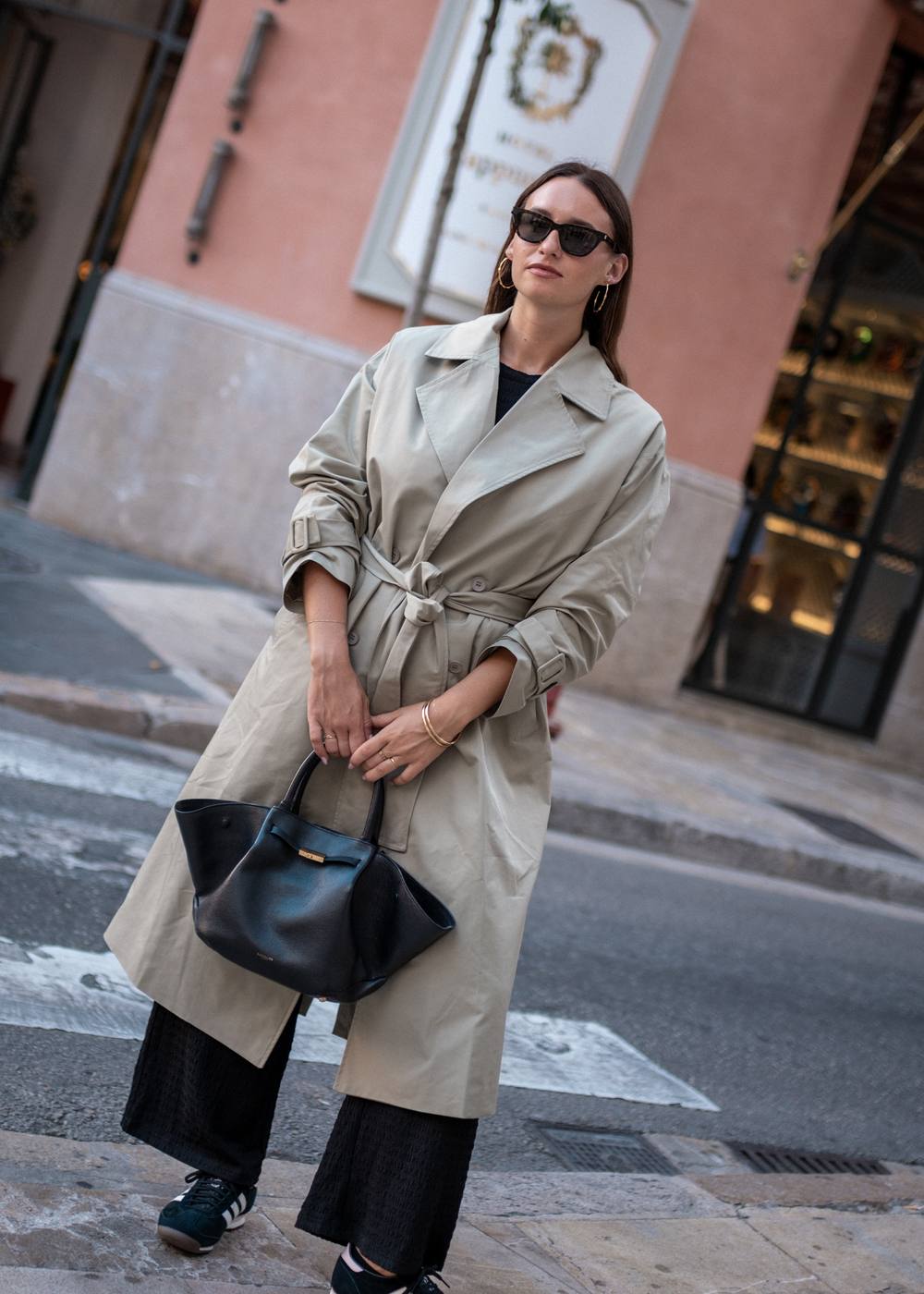 Gini London Sage Green Double Breast Longline Belted Trench Coat Gini London Sage Green Double Breast Longline Belted Trench Coat