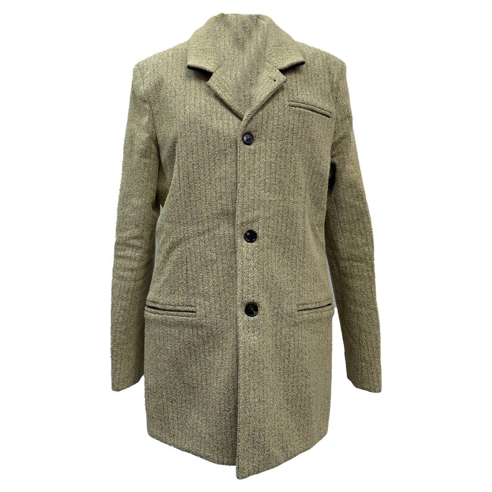 Bottega Veneta Preloved Single-Breasted Herringbone Blazer In Beige Polyamide