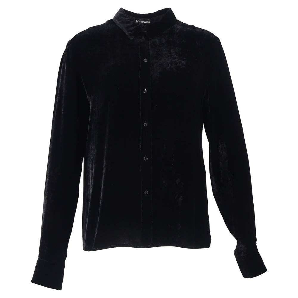 Tom Ford Preloved Velvet Long-Sleeve Shirt In Black Viscose Tom Ford Preloved Velvet Long-Sleeve Shirt In Black Viscose