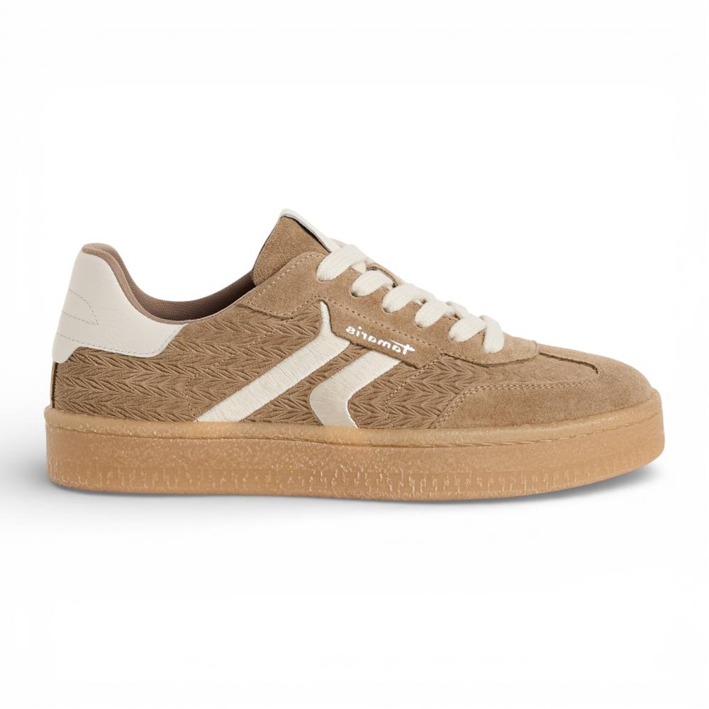 Infinity Leather Tamaris Leather Stripes Trainers Sneaker Shoes – In Taupe Infinity Leather Tamaris Leather Stripes Trainers Sneaker Shoes – In Taupe