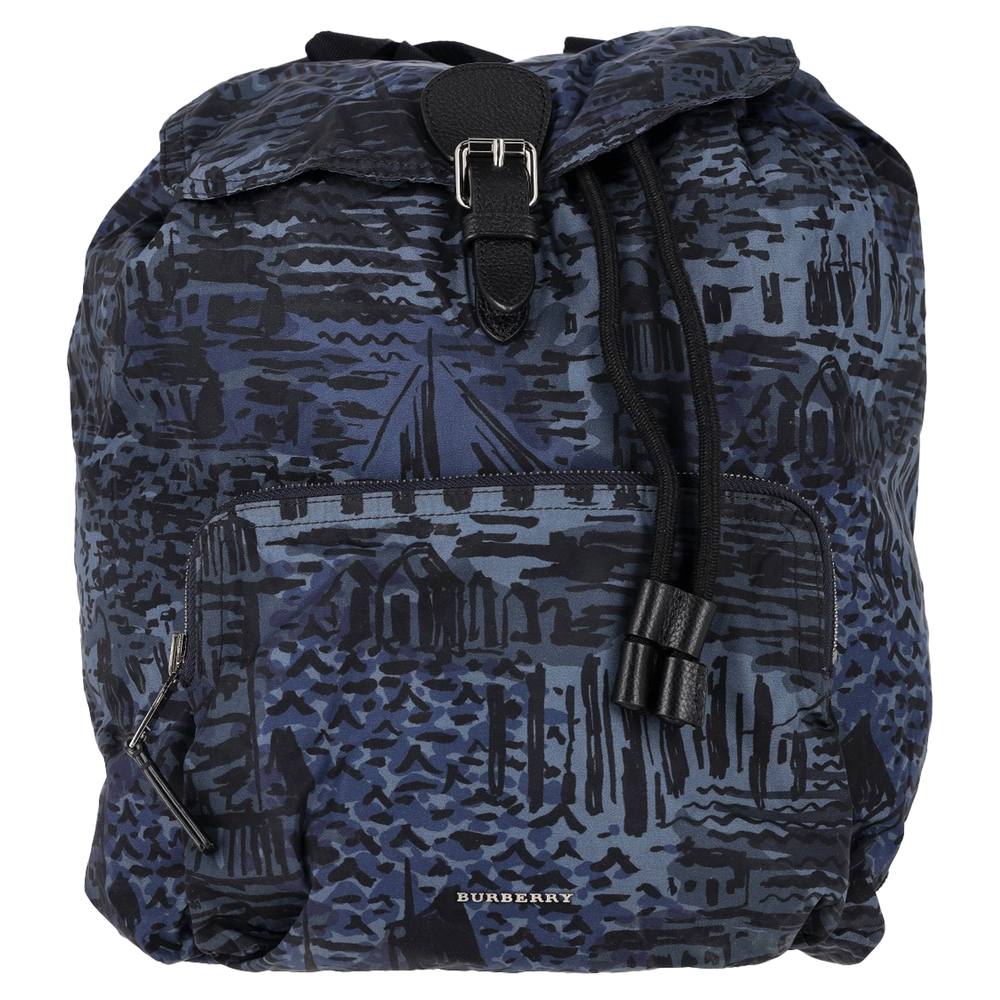 Burberry Preloved Coastal Print Rucksack Backpack In Blue Polyamide Burberry Preloved Coastal Print Rucksack Backpack In Blue Polyamide