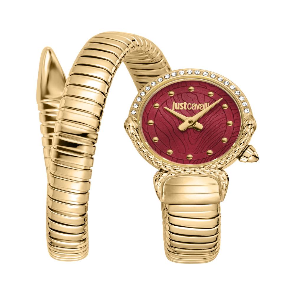 Just Cavalli Snake Red Dial Gold Stainless Steel Watch Just Cavalli Snake Red Dial Gold Stainless Steel Watch