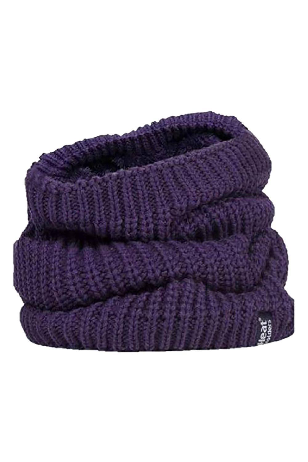 Heat Holders Winter Warm Fleece Lined Chunky Knit Thermal Neck Warmer In Purple Heat Holders Winter Warm Fleece Lined Chunky Knit Thermal Neck Warmer In Purple