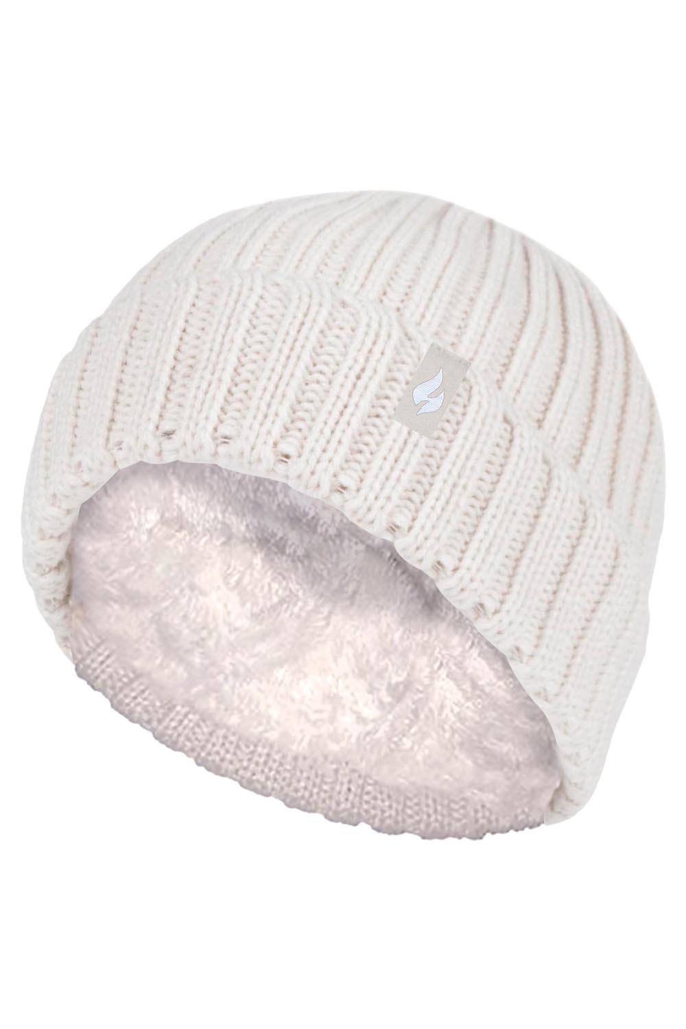 Heat Holders Thick Chunky Ribbed Thermal Beanie Hat For Winter In Cream Heat Holders Thick Chunky Ribbed Thermal Beanie Hat For Winter In Cream