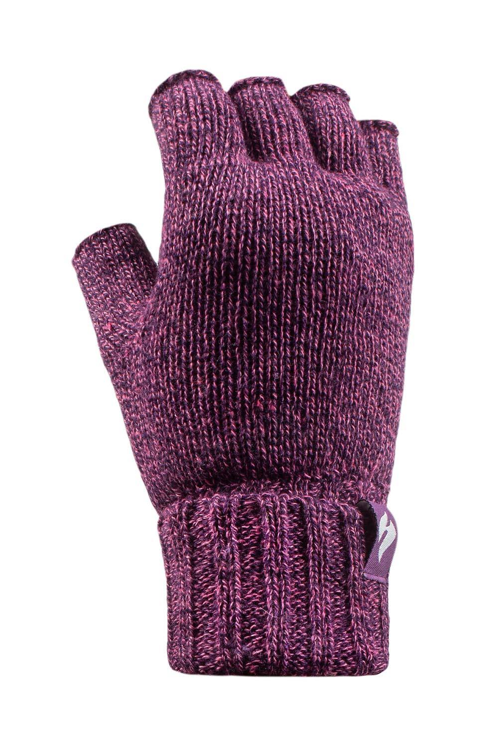 Heat Holders Knitted Fleece Lined Winter Thermal Fingerless Gloves In Purple Heat Holders Knitted Fleece Lined Winter Thermal Fingerless Gloves In Purple