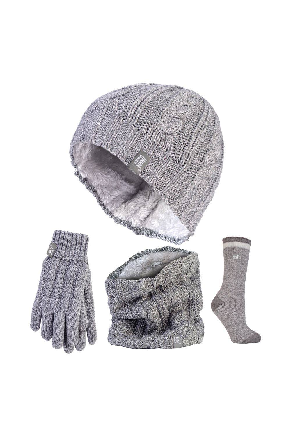 Heat Holders Thermal Winter Set – Hat, Gloves, Neckwarmer & Twist Socks In Grey Heat Holders Thermal Winter Set – Hat, Gloves, Neckwarmer & Twist Socks In Grey