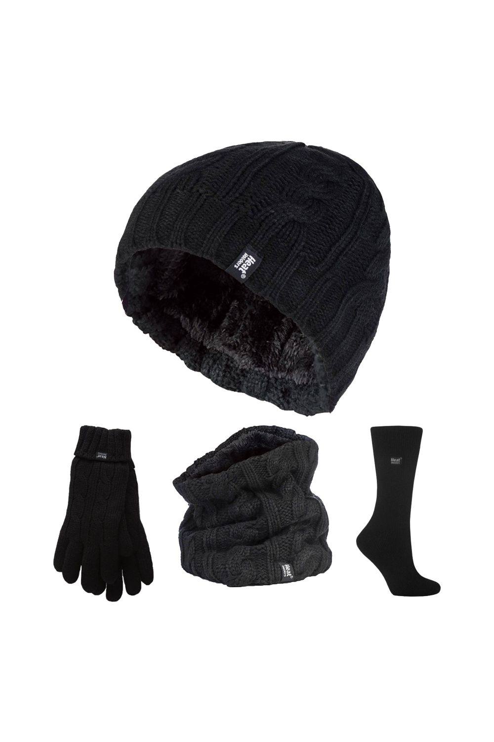 Heat Holders Thermal Winter Set – Hat, Gloves, Neckwarmer & Twist Socks In Black Heat Holders Thermal Winter Set – Hat, Gloves, Neckwarmer & Twist Socks In Black