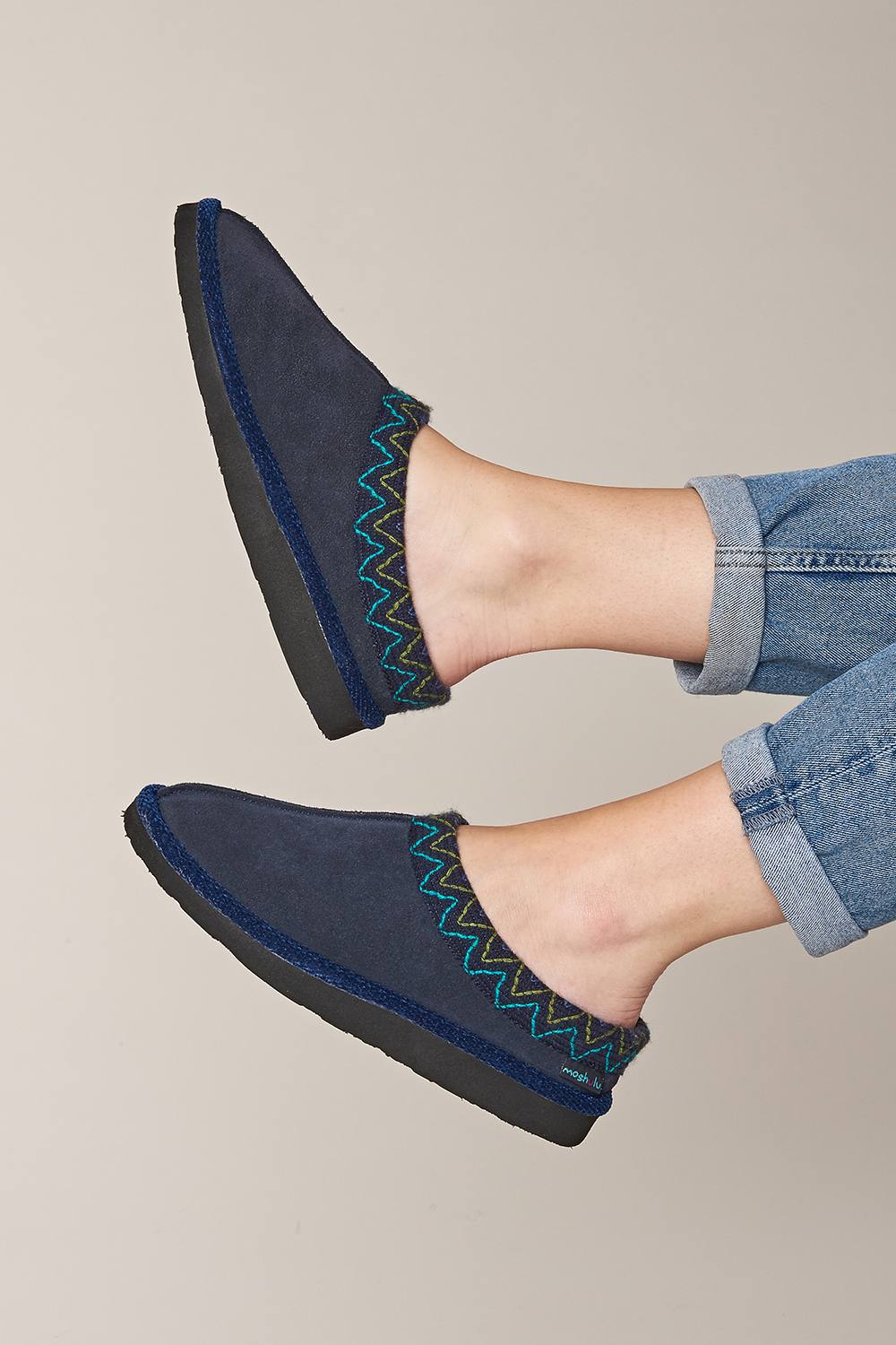 Moshulu ‘alaska ‘ Mule Slippers In Indigo Moshulu ‘alaska ‘ Mule Slippers In Indigo