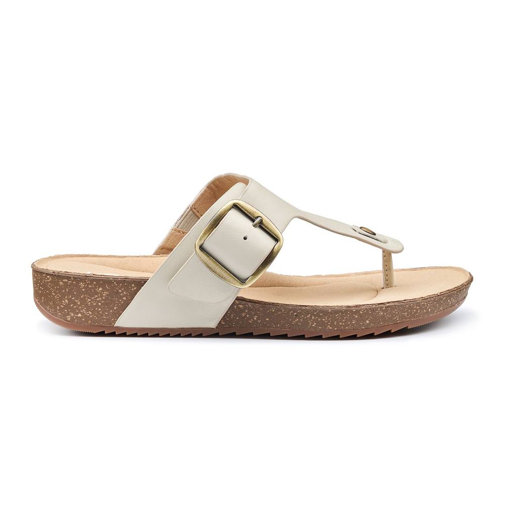 Hotter ‘resort’ Toe-Post Sandals In Cream Hotter ‘resort’ Toe-Post Sandals In Cream