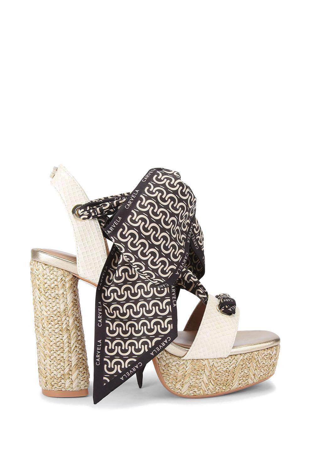 Carvela ‘sorrento Scarf Platform’ Sandals In Cream Carvela ‘sorrento Scarf Platform’ Sandals In Cream