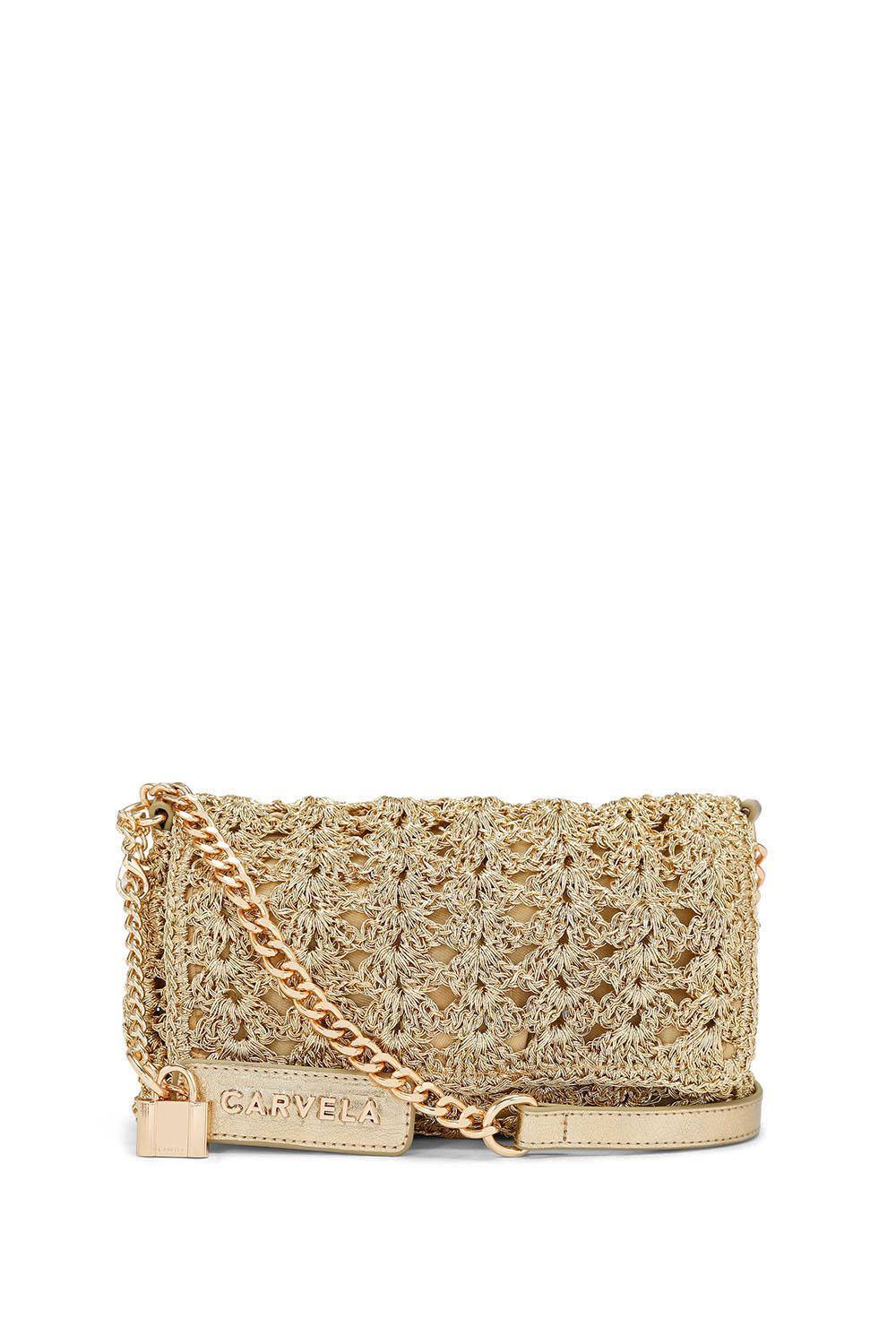 Carvela ‘valeria Crossbody Bag’ Silk Blend In Gold Carvela ‘valeria Crossbody Bag’ Silk Blend In Gold
