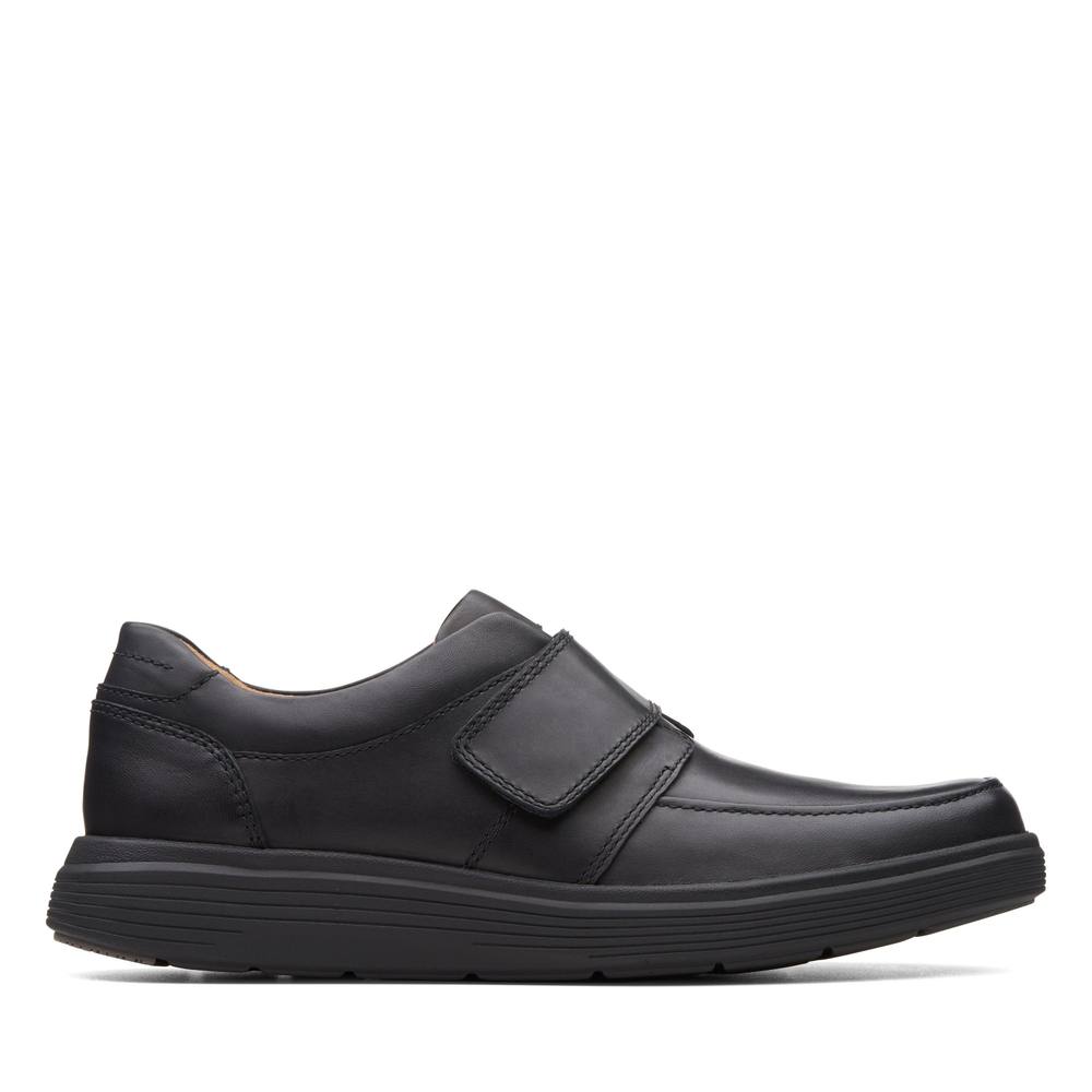 Clarks Un Abode Strap Loafer Black Leather Loafers,riptape Clarks Un Abode Strap Loafer Black Leather Loafers,riptape