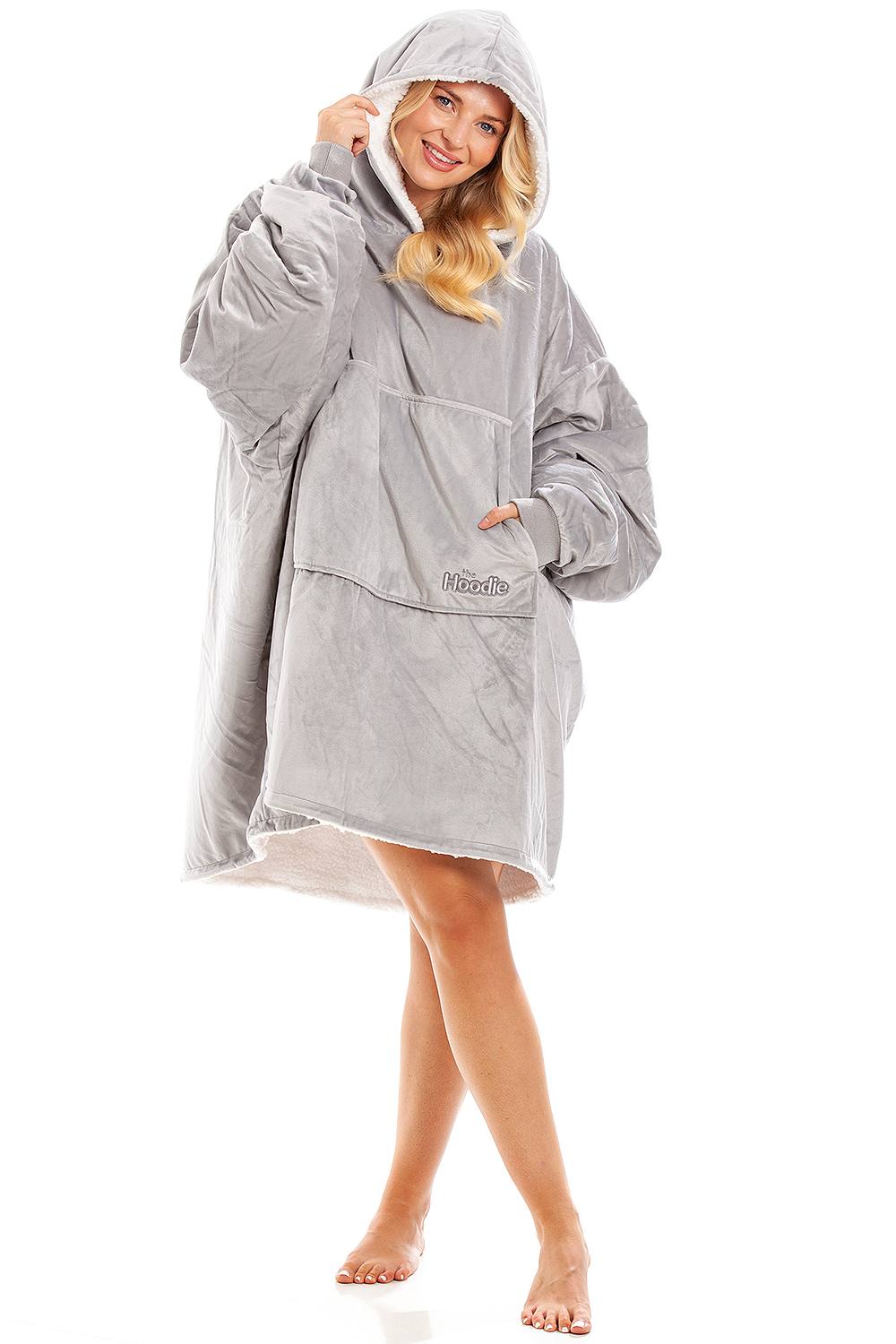 Camille Supersoft Oversized Hoodie Heavy Weight Sherpa Fleece Wearable Hooded Blanket With Elasticated Cuffs & Giant Pocket In Light Grey Camille Supersoft Oversized Hoodie Heavy Weight Sherpa Fleece Wearable Hooded Blanket With Elasticated Cuffs & Giant Pocket In Light Grey