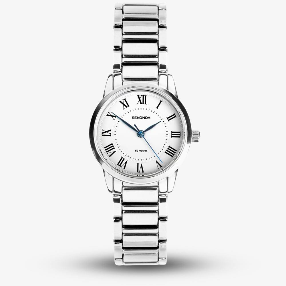 Sekonda Ladies Beaumont Silver Watch In White Sekonda Ladies Beaumont Silver Watch In White