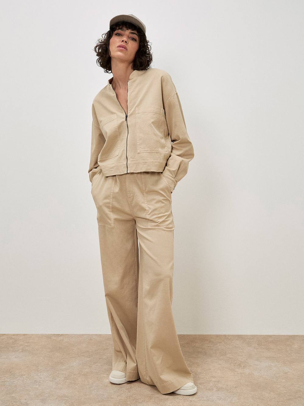 Apricot Lightweight Denim Bomber Jacket In Cream Apricot Lightweight Denim Bomber Jacket In Cream