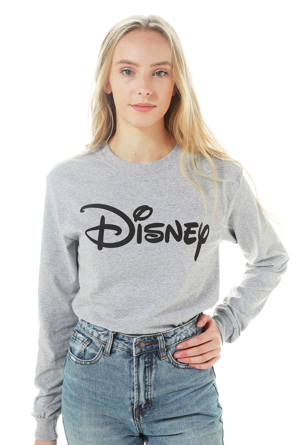Disney Plain Logo Cotton Long Sleeve Shirt In Grey Disney Plain Logo Cotton Long Sleeve Shirt In Grey