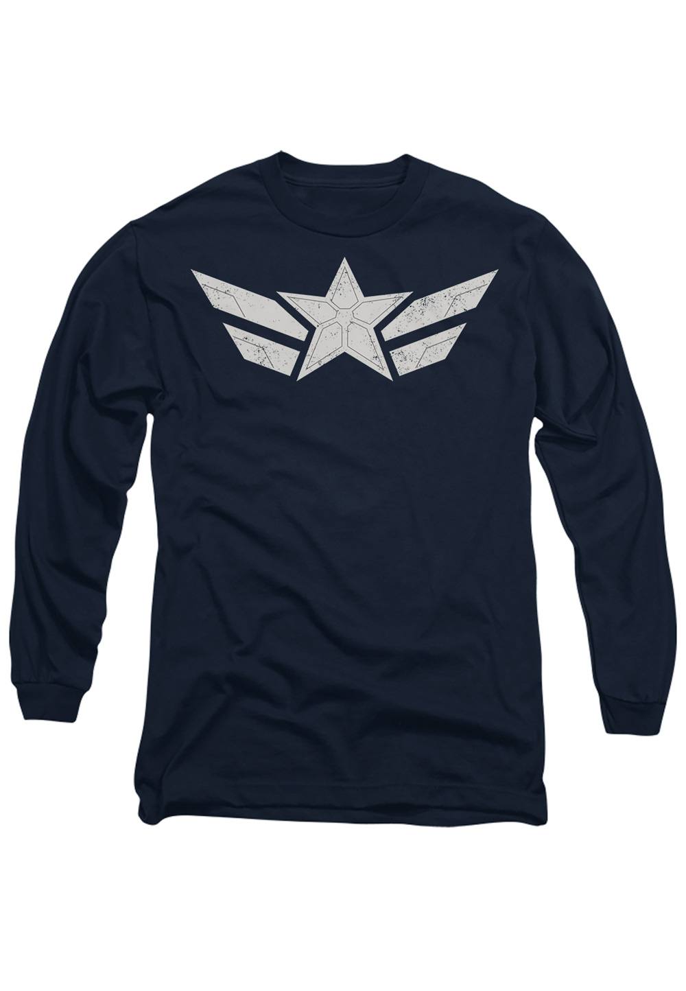 Marvel Captain America Brave New World Star Long Sleeve Shirt, Navy Marvel Captain America Brave New World Star Long Sleeve Shirt, Navy