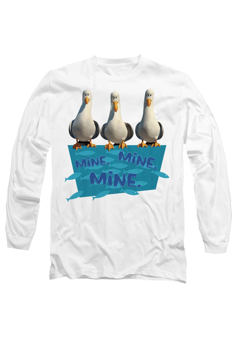 Disney Finding Nemo Mine Mine Mine Long Sleeve Shirt, White Disney Finding Nemo Mine Mine Mine Long Sleeve Shirt, White