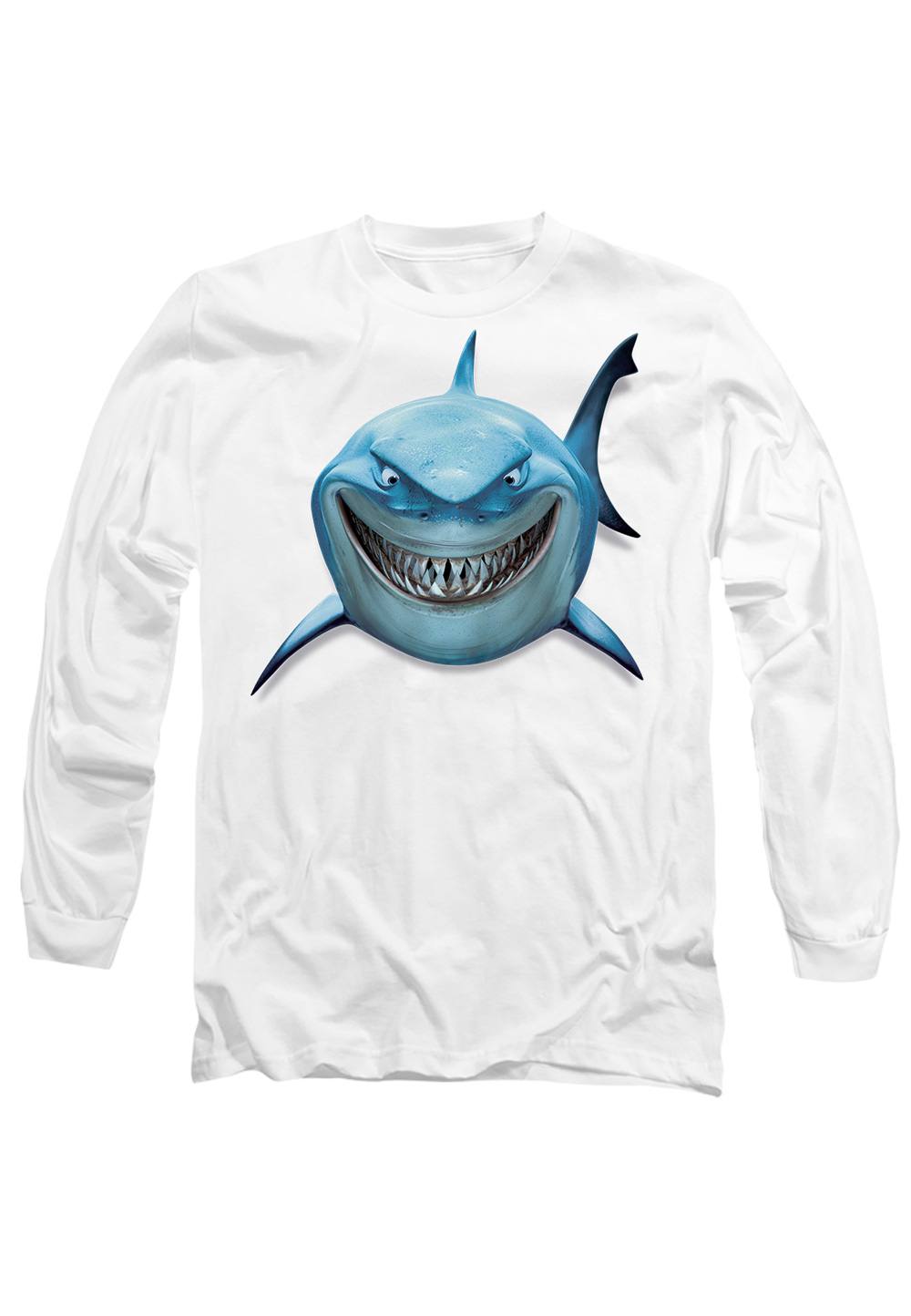 Disney Finding Nemo Bruce Shark Smile Long Sleeve Shirt, White Disney Finding Nemo Bruce Shark Smile Long Sleeve Shirt, White