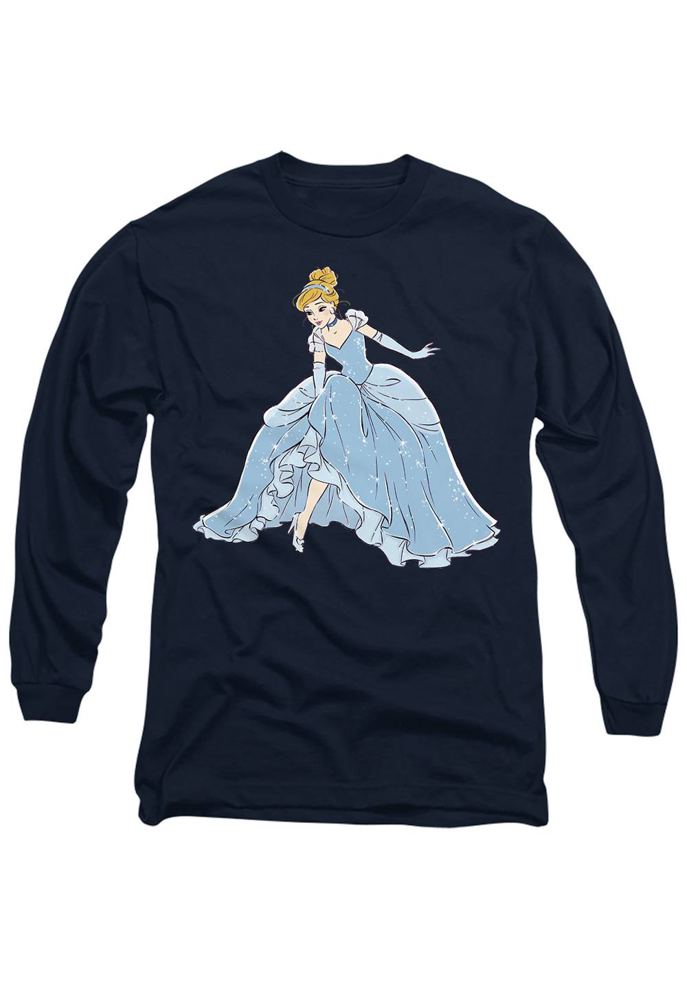Disney Cinderella Sparkling Princess Long Sleeve Shirt, Navy Disney Cinderella Sparkling Princess Long Sleeve Shirt, Navy