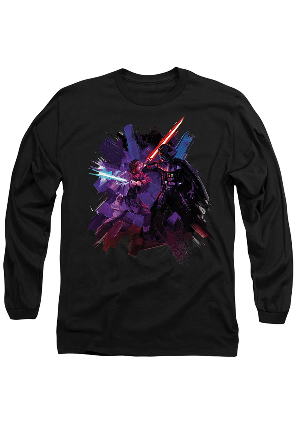 Star Wars Obiwan Kenobi Kenobi Vader Painted Long Sleeve Shirt, Black Star Wars Obiwan Kenobi Kenobi Vader Painted Long Sleeve Shirt, Black