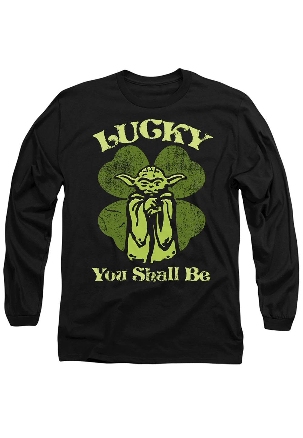 Star Wars St Patrick’s Day Yoda Lucky Long Sleeve Shirt, Black Star Wars St Patrick’s Day Yoda Lucky Long Sleeve Shirt, Black