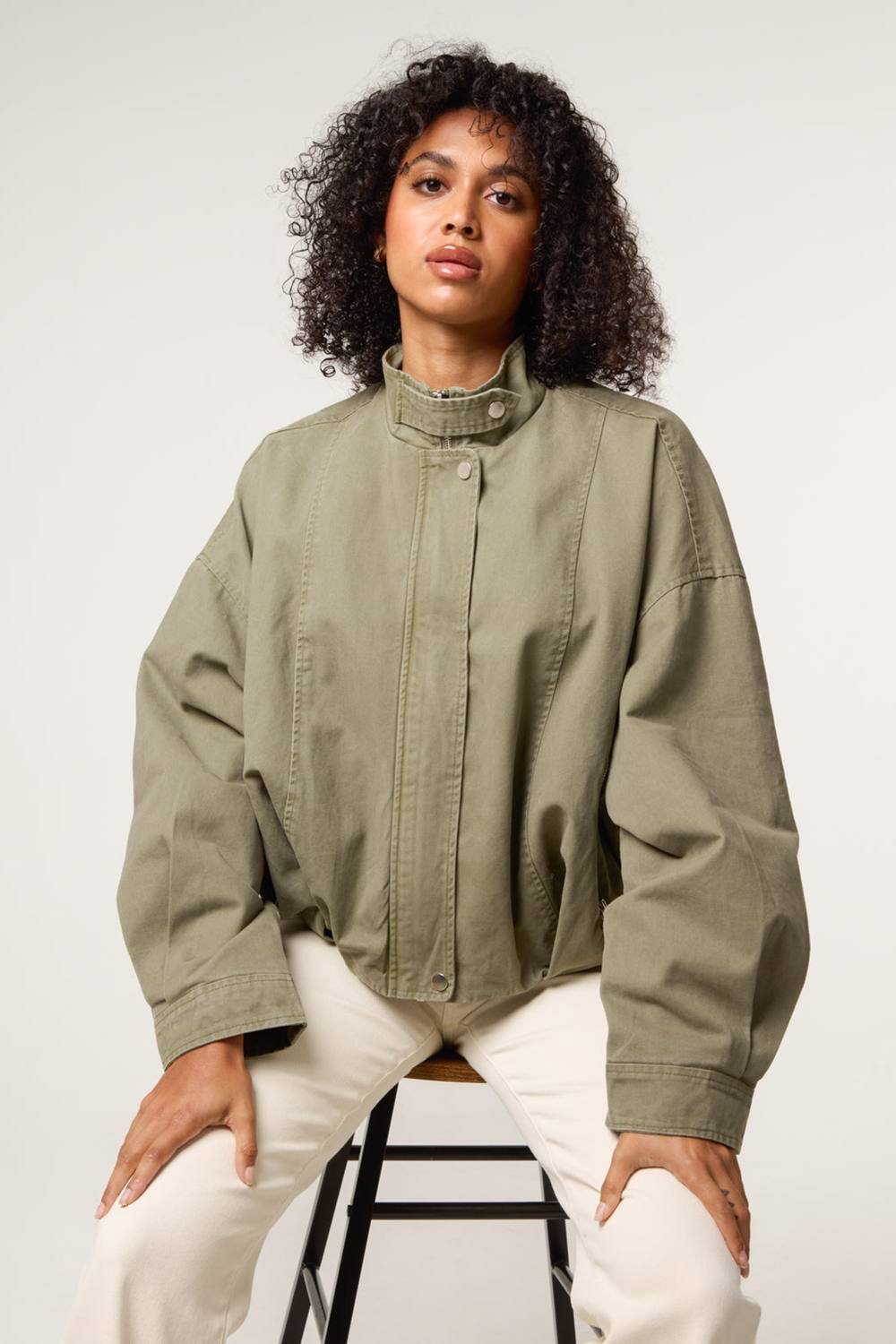 Blue Vanilla Khaki Bomber Jacket Blue Vanilla Khaki Bomber Jacket