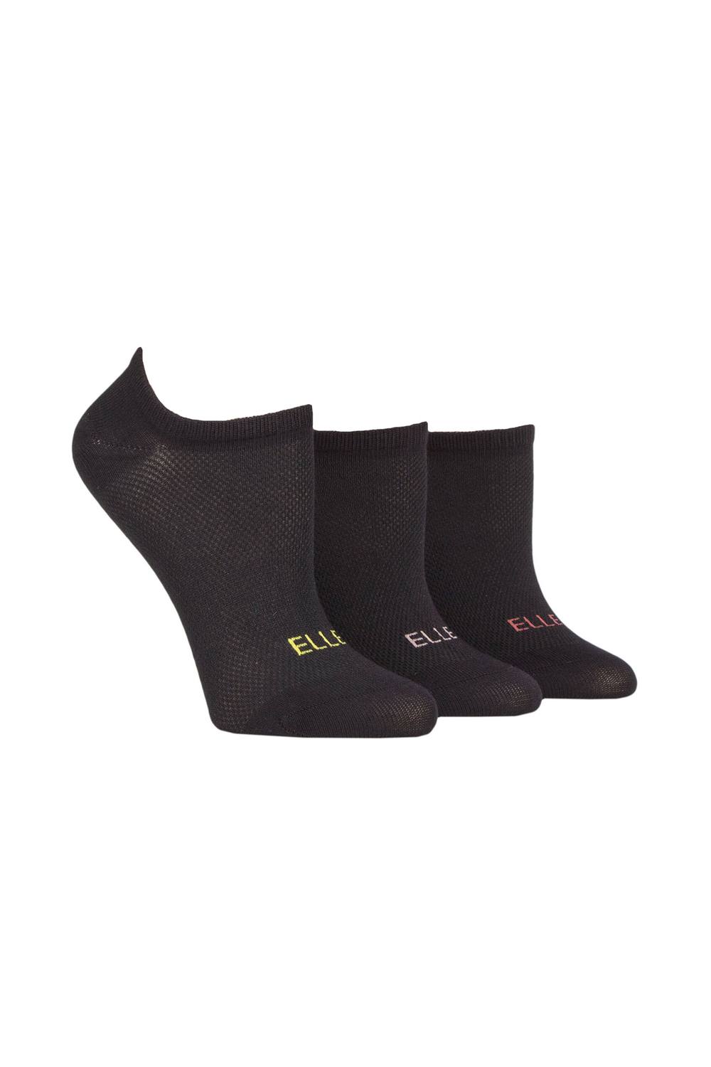 Elle Pair Sport Mesh Bamboo No Show Socks In Black Elle Pair Sport Mesh Bamboo No Show Socks In Black