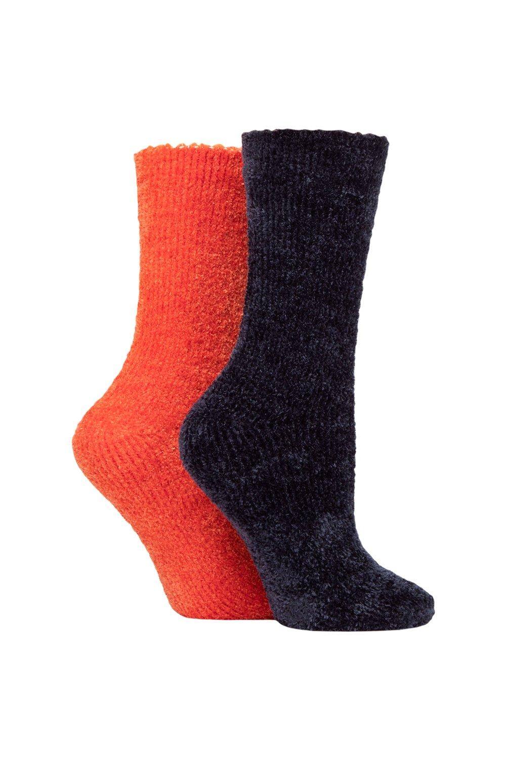 Elle Pair Chenille Leisure Socks In Orange Elle Pair Chenille Leisure Socks In Orange