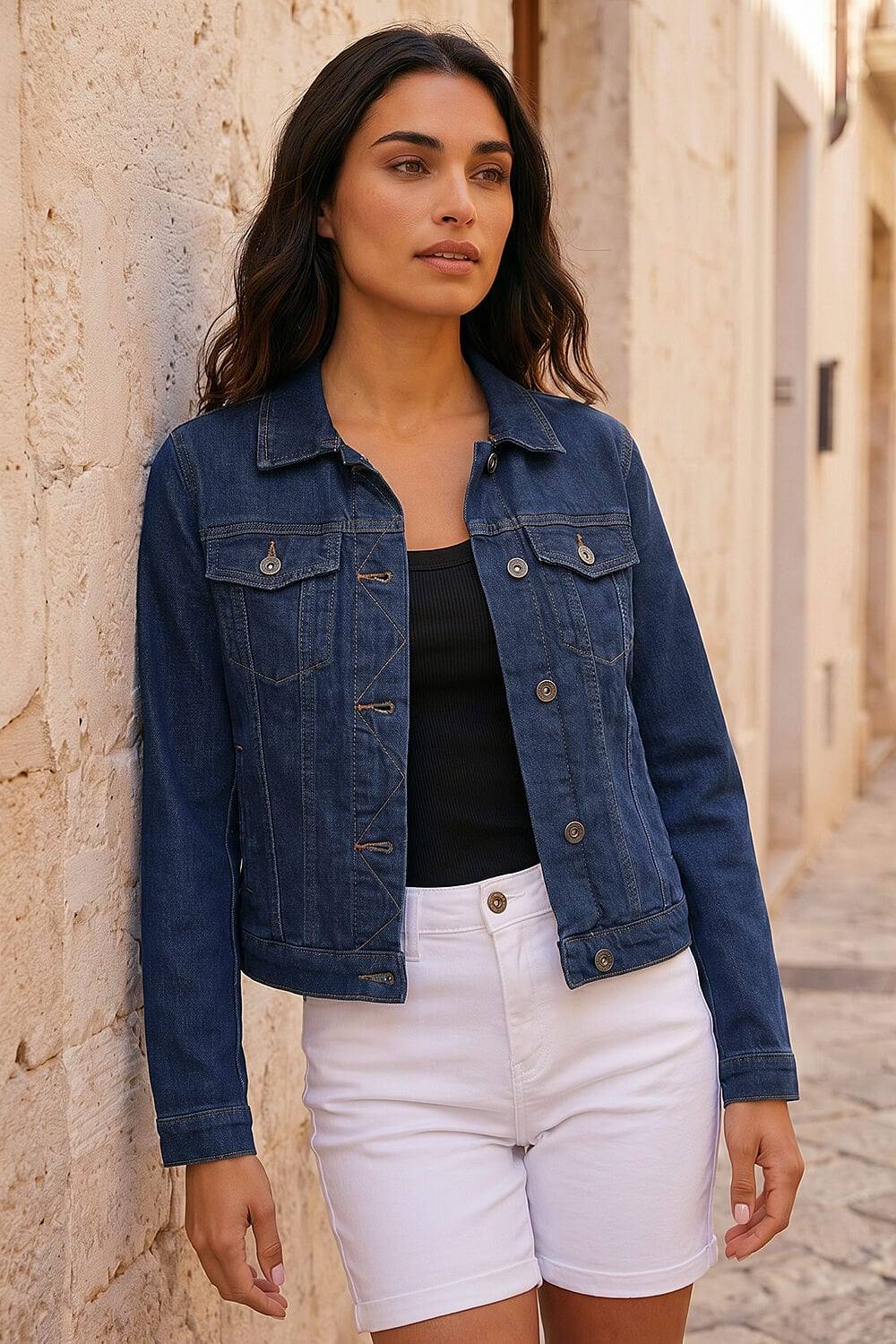 Roman Classic Cotton Denim Jacket In Indigo Roman Classic Cotton Denim Jacket In Indigo