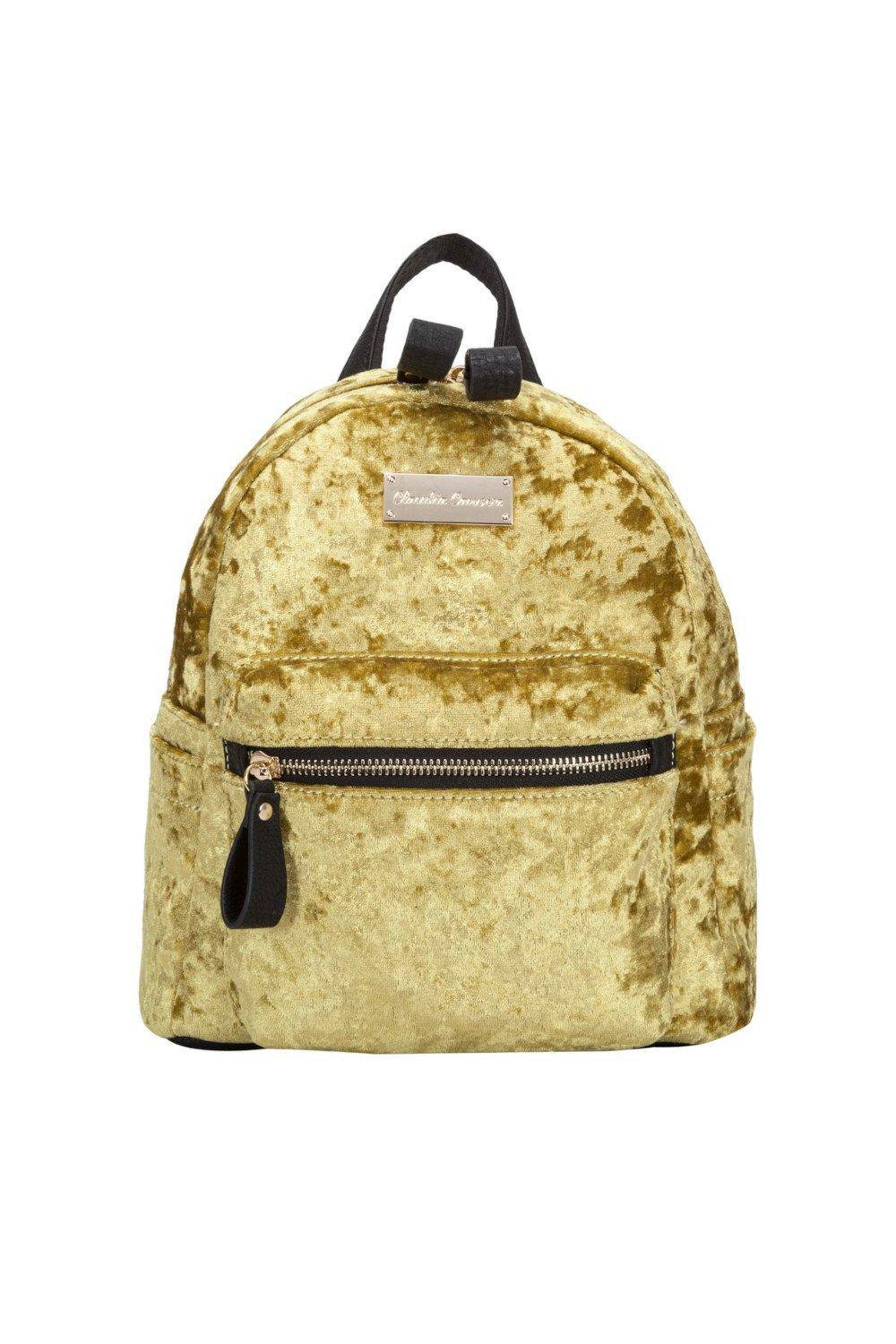 Claudia Canova Anii Xs Velour Backpack In Gold Claudia Canova Anii Xs Velour Backpack In Gold