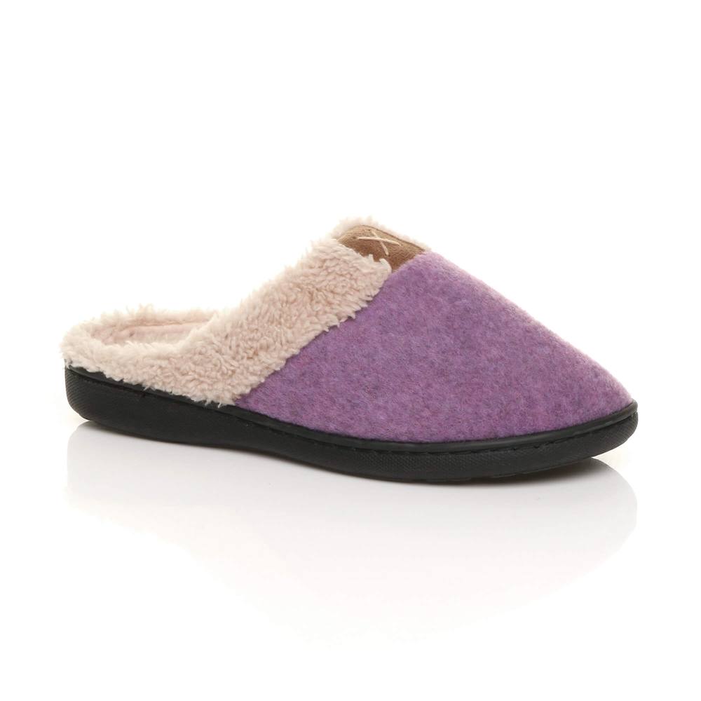 Ajvani Faux Fur Lined Slippers In Purple Ajvani Faux Fur Lined Slippers In Purple