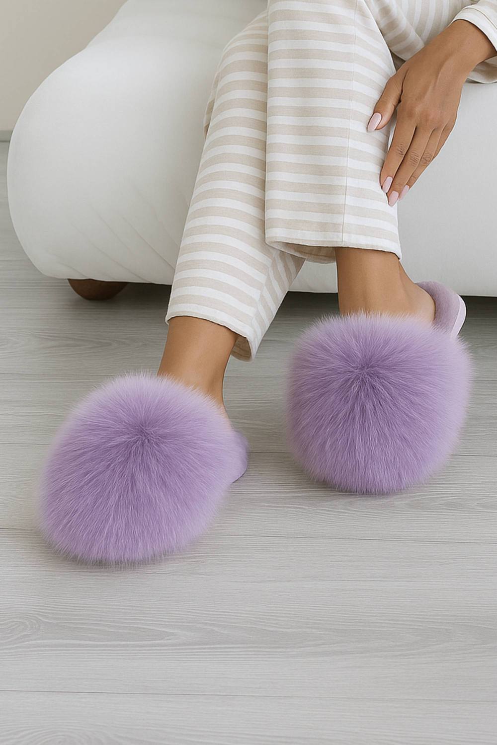 Ajvani Slip On Mule Fluffy Indoor Slippers In Lilac Ajvani Slip On Mule Fluffy Indoor Slippers In Lilac