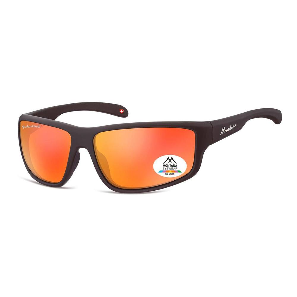 montana Unisex Sport Black Rubber Red Mirror Polarized SP Sunglasses