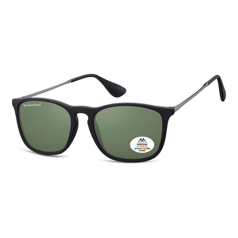 montana Unisex Rectangle Black Rubber G- Green Polarized MP Sunglasses montana Unisex Rectangle Black Rubber G- Green Polarized MP Sunglasses