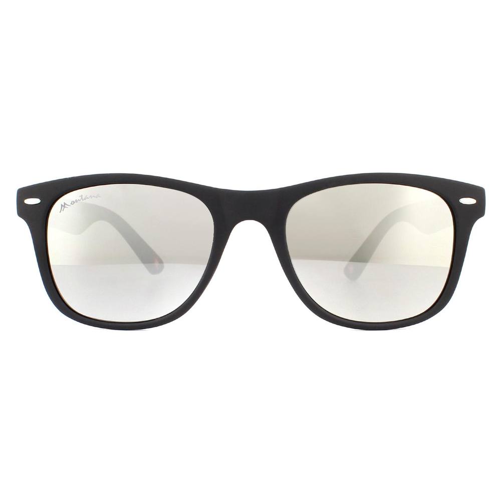 Montana Rectangle Matte Black Rubbertouch Silver Mirror Sunglasses Montana Rectangle Matte Black Rubbertouch Silver Mirror Sunglasses
