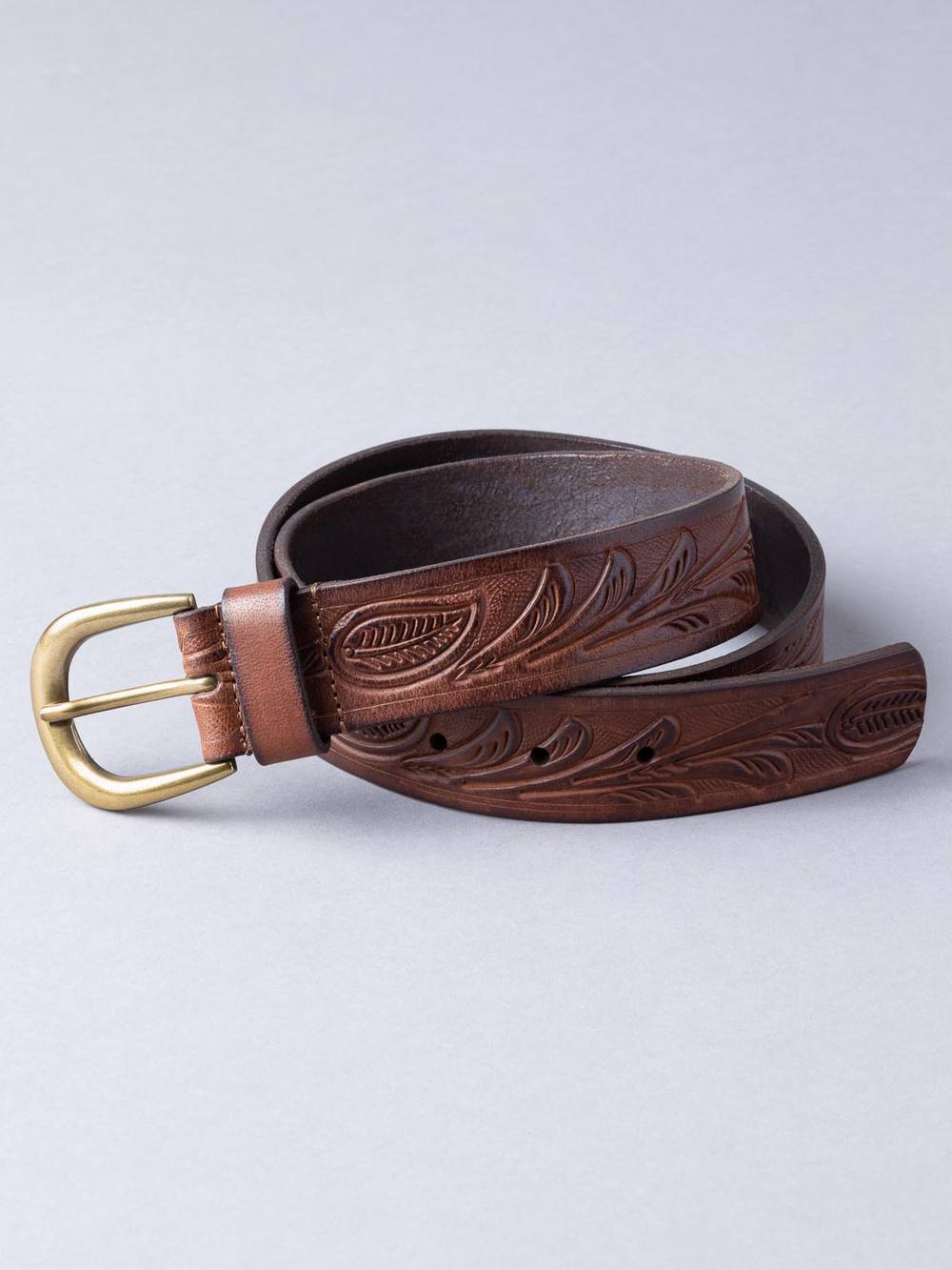 Lakeland Leather Embossed Leather Belt In Tan Lakeland Leather Embossed Leather Belt In Tan