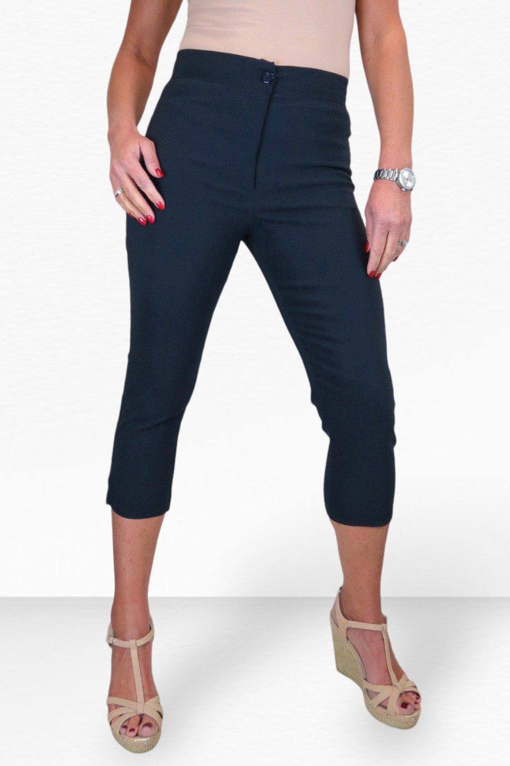 Paulo Due Cropped Capri Stretch Trousers In Navy Paulo Due Cropped Capri Stretch Trousers In Navy