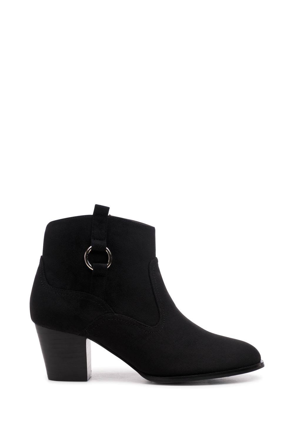 Paradox London ‘bexley’ Micro Suede Mid Block Heel Ankle Boot In Black Paradox London ‘bexley’ Micro Suede Mid Block Heel Ankle Boot In Black