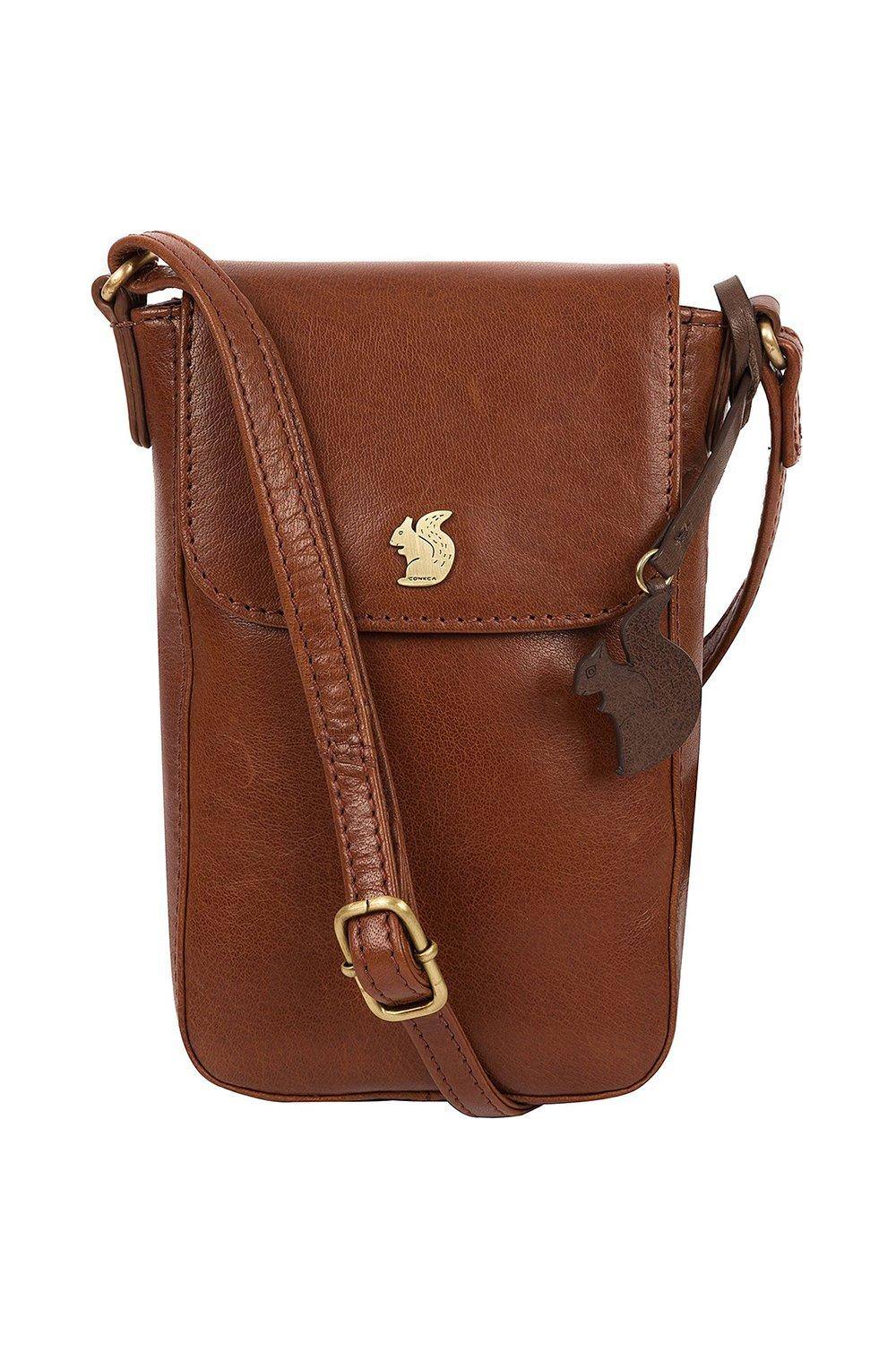 Conkca London ‘buzz’ Leather Small Cross Body Bag In Brown Conkca London ‘buzz’ Leather Small Cross Body Bag In Brown