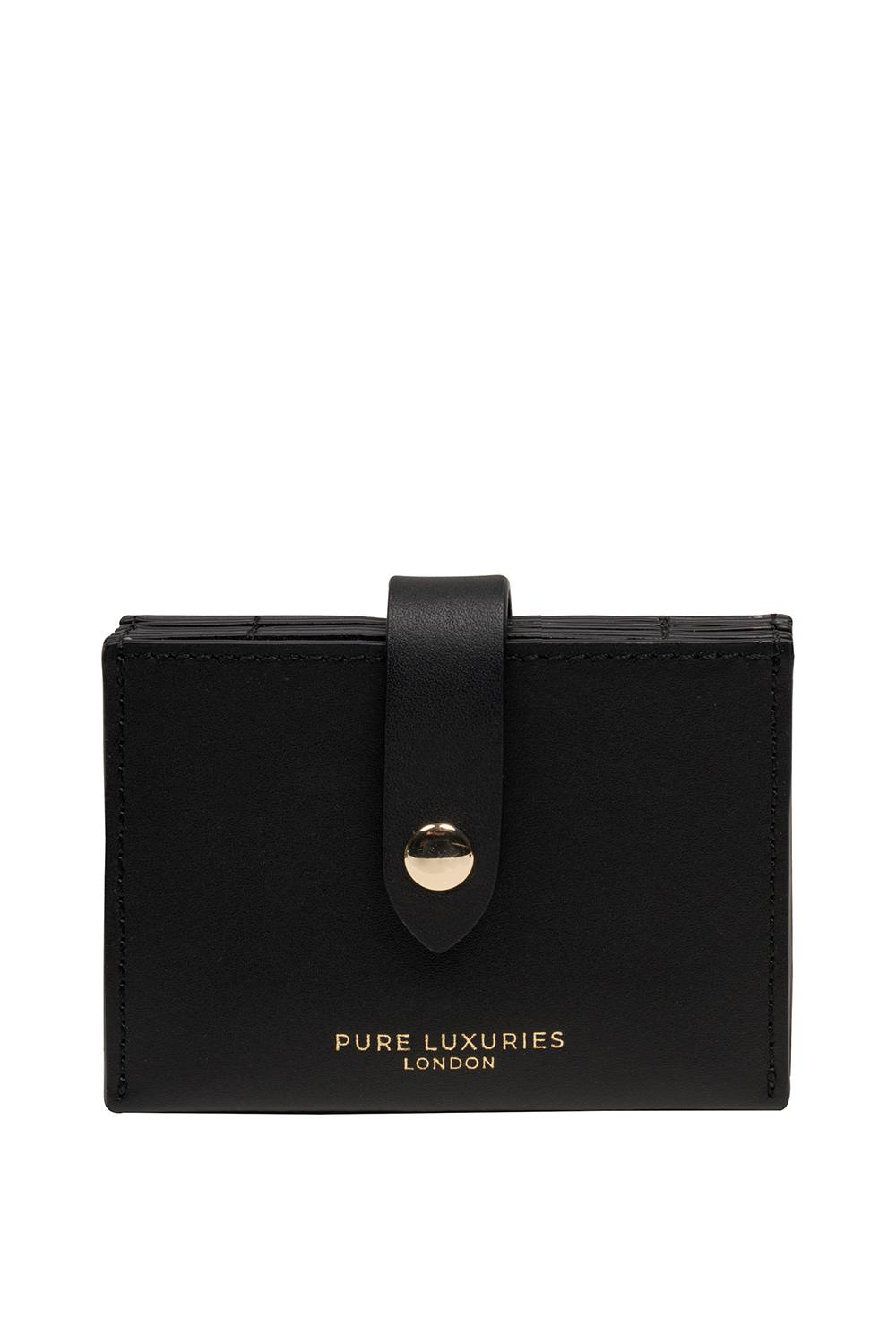 Pure Luxuries London ‘allie’ Leather Accordion Card Holder In Black
