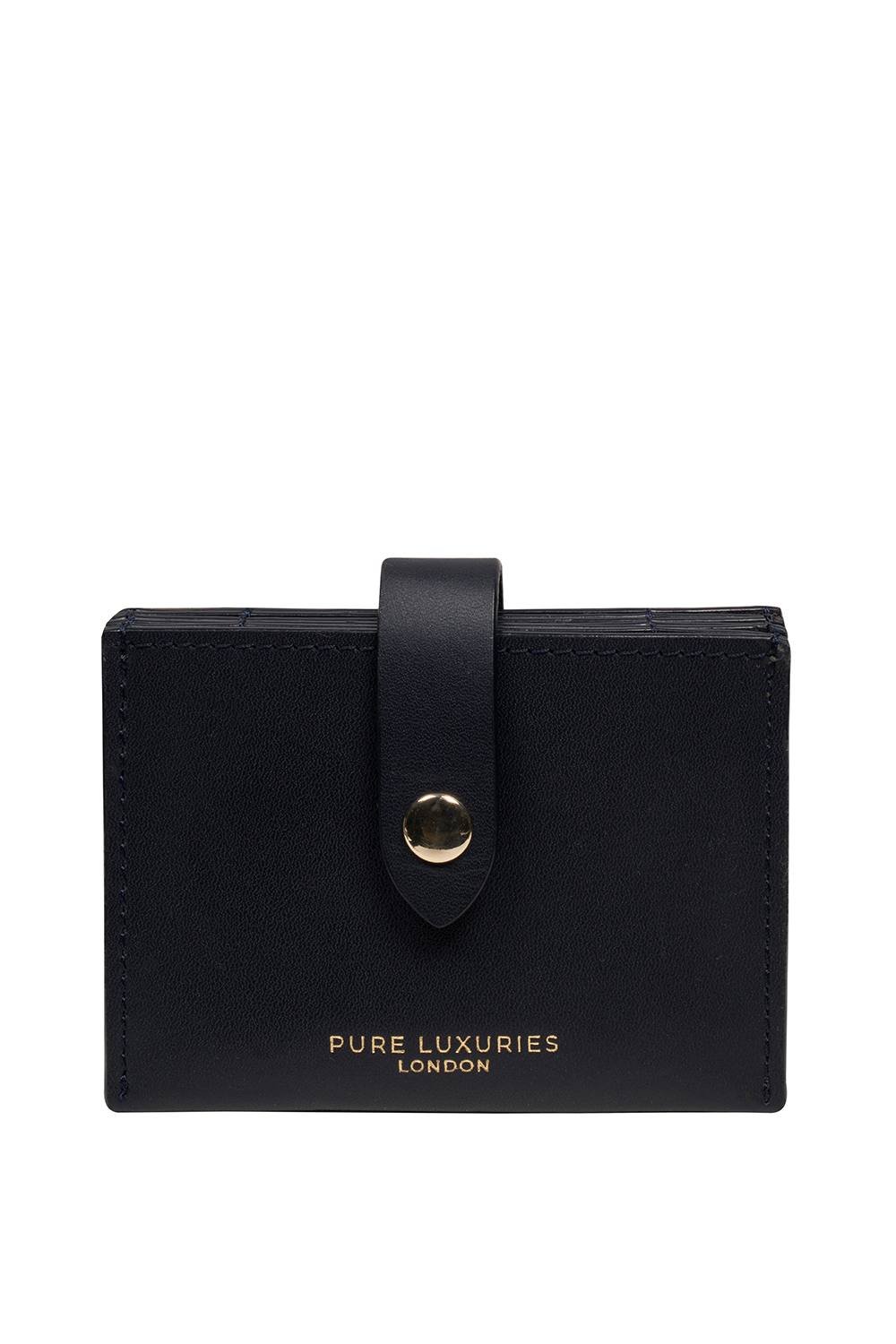 Pure Luxuries London ‘allie’ Leather Accordion Card Holder In Dark Navy