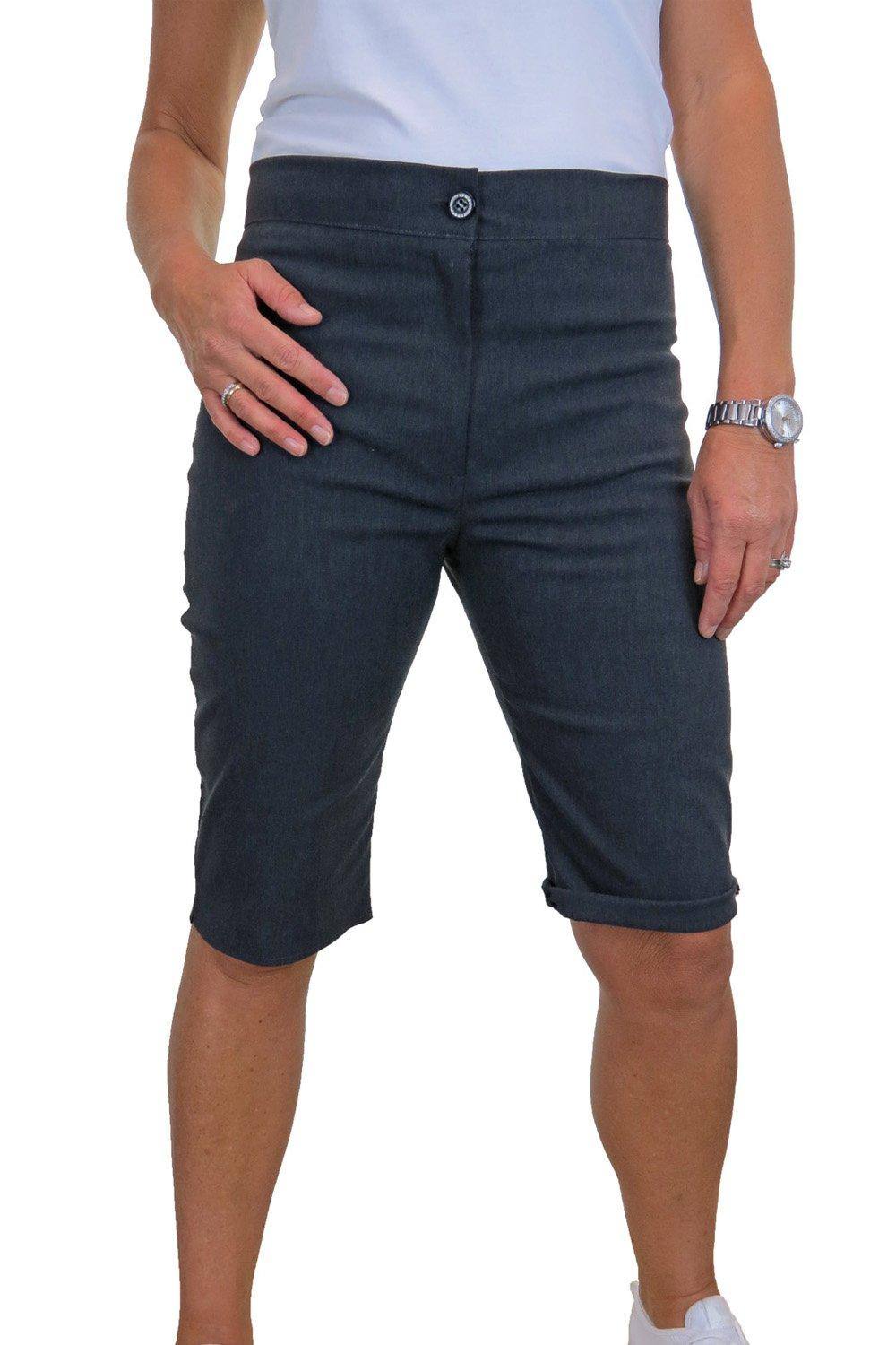 Paulo Due Everyday Stretch Knee Length Shorts In Mid Grey Paulo Due Everyday Stretch Knee Length Shorts In Mid Grey
