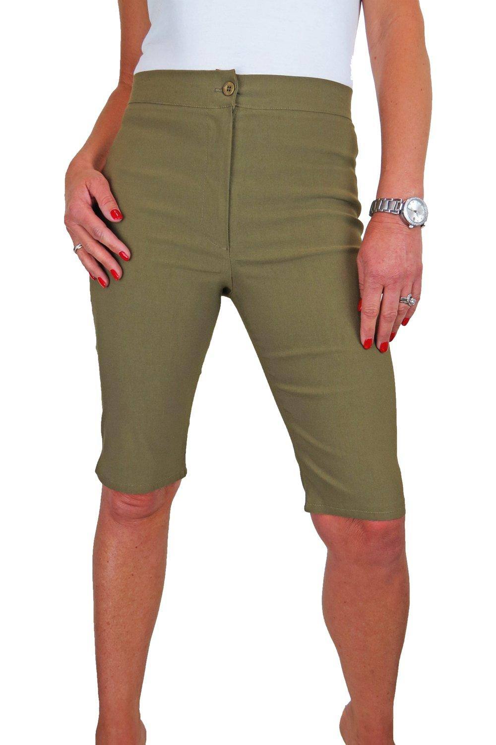 Paulo Due Everyday Stretch Knee Length Shorts In Khaki Paulo Due Everyday Stretch Knee Length Shorts In Khaki
