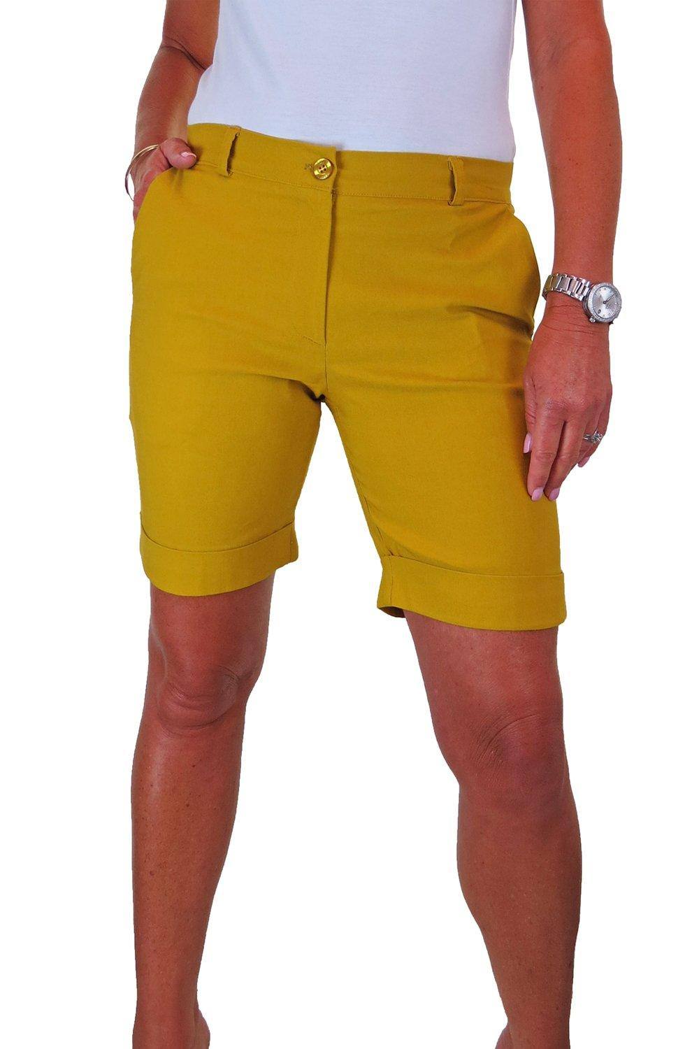 Paulo Due Stretch Cuffed Bermuda Shorts In Yellow Paulo Due Stretch Cuffed Bermuda Shorts In Yellow
